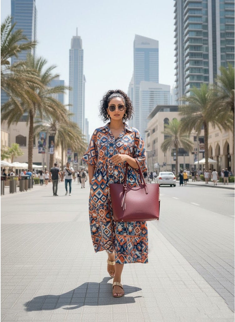 FUMES Women’s Structured Tote Handbag – Premium Textured Leather Finish, Dual Top Handle, Everyday Office & Casual Bag - Image 4